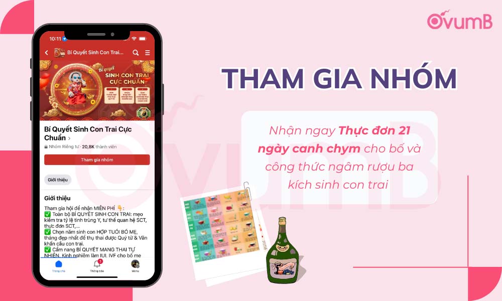 Vào nhóm nhận thực đơn sinh con trai